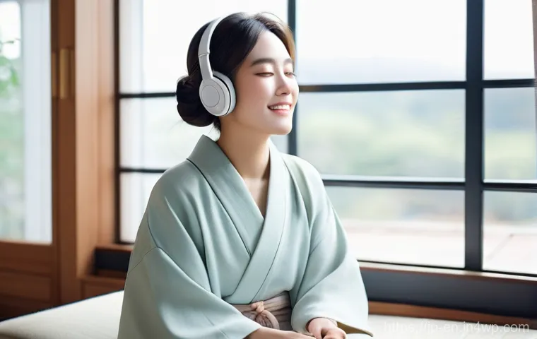 자기 수용 훈련 영상 추천 - **Prompt:** A young Japanese woman, fully clothed in comfortable, soft-colored attire, sits peaceful...